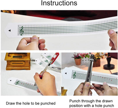 Wailicop 15 Tone Spieluhr Handkurbel DIY Mechanische Bewegung + Puncher + 20 Musik Papiere Machen Si