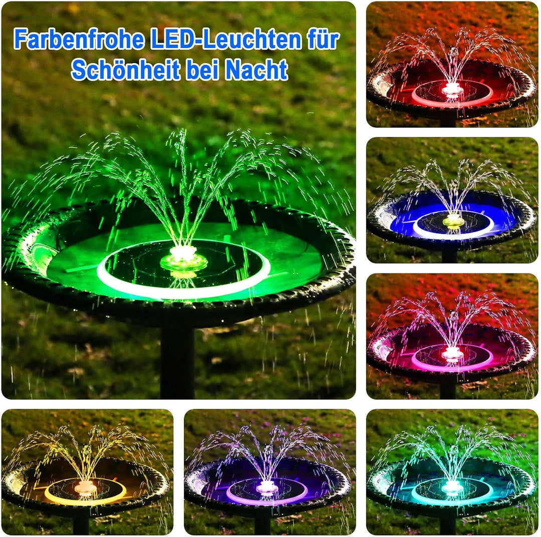 AISITIN 6,5W LED Solarbrunnen für Draussen Verbessert mit 3300mAh Akku, Solar Schwimmender Fontäne P