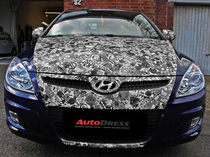 Auto-Dress® Stickerbomb Auto-Folie mit Luftkanal-Technik für 3D Car-Wrapping | Mit Marken & Logos, J