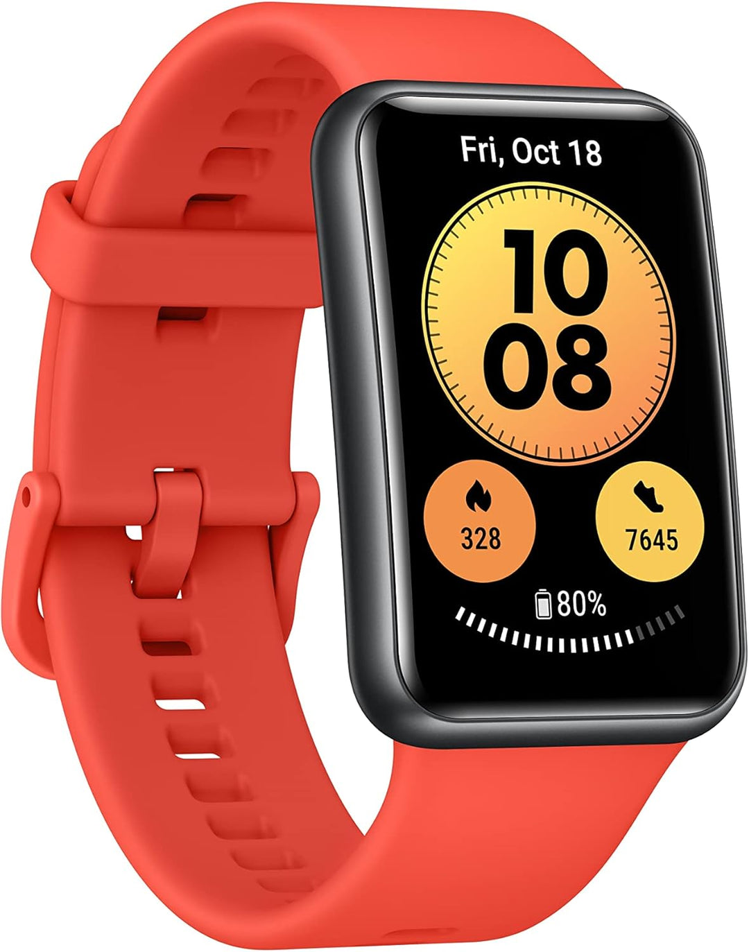 HUAWEI Watch FIT New Smartwatch, schwarz, Silikonarmband in Pomelo Red