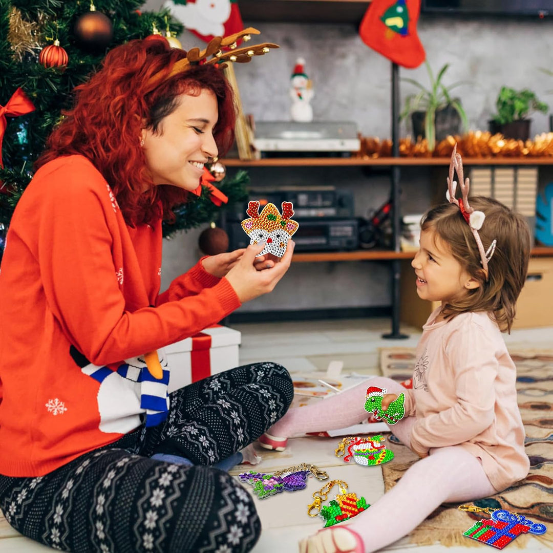 Adventskalender 2025 für Kinder, 24 Stück, DIY-Diamantmalerei, Schlüsselanhänger-Kits, Weihnachts-Co
