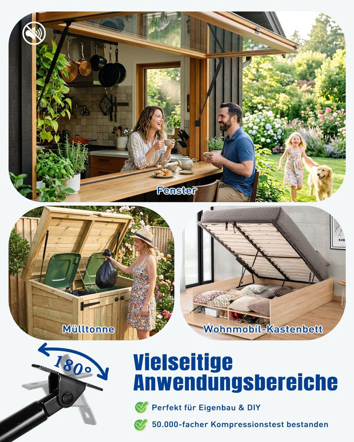 ARANA Gasdruckfeder 508 mm, 298 N, 2er-Pack; Gasdruckdämpfer, Gasfeder Dämpfer, geeignet für Schrank