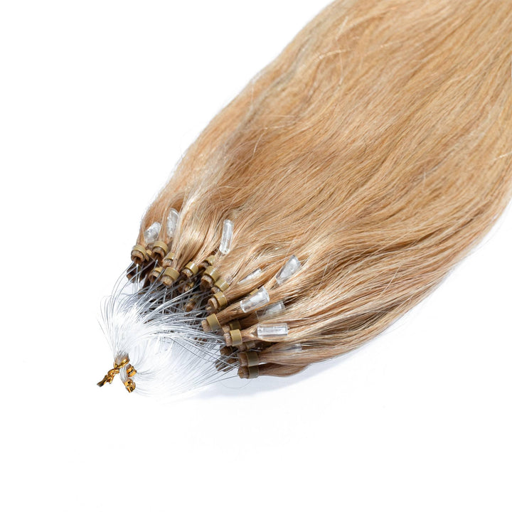 hair2heart Premium Microring Extensions Echthaar glatt - 50 Strähnen 1g 60cm 9/31 lichtblond Gold As