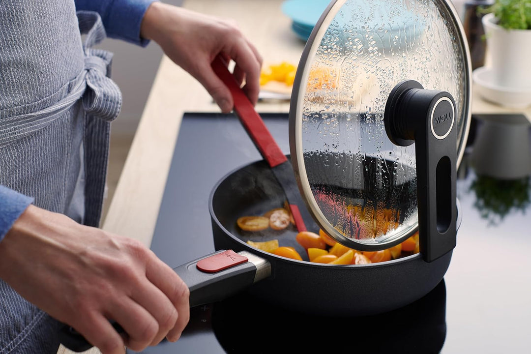 Woll Diamond Lite Flachpfanne, Ø 24 cm, 5 cm hoch, mit abnehmbarem Stiel - Geeignet für Ceran, Gas,