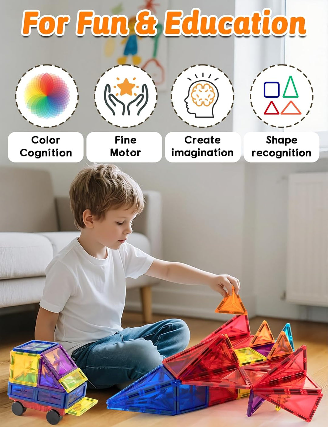 Magnetische Bausteine 116 Teile Kinderspielzeug Magnetspielzeug STEM-Magnetblöcke Magneten Kinder Ba