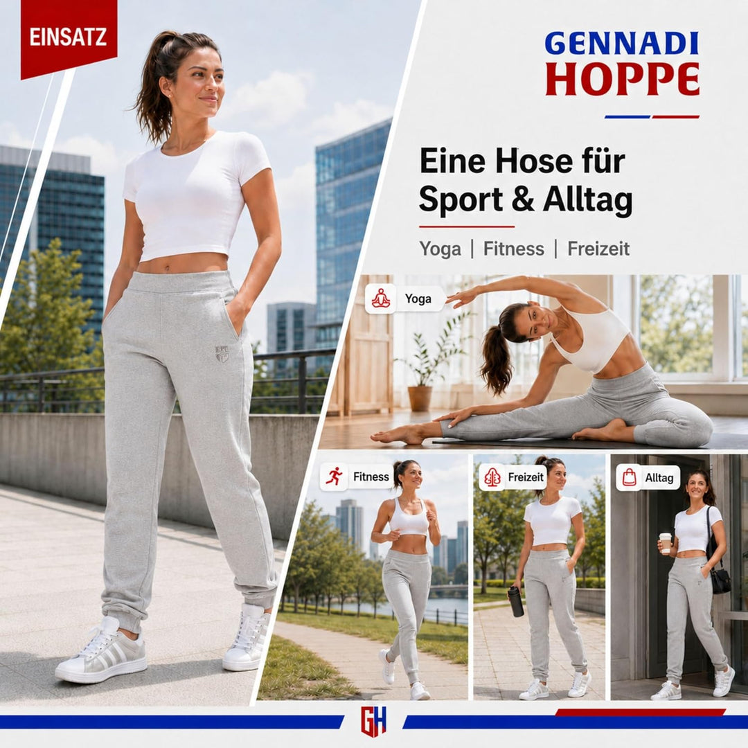 Damen Jogginghose Komfortable Trainingshose für Sport und Freizeit 4XL Hellgrau, 4XL Hellgrau