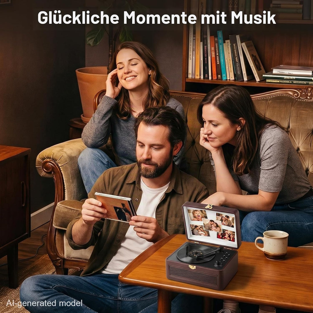 Gueray Tragbarer Bluetooth CD-Player mit Lautsprechern 3600mAh Wiederaufladbarer Vintage CD Spieler
