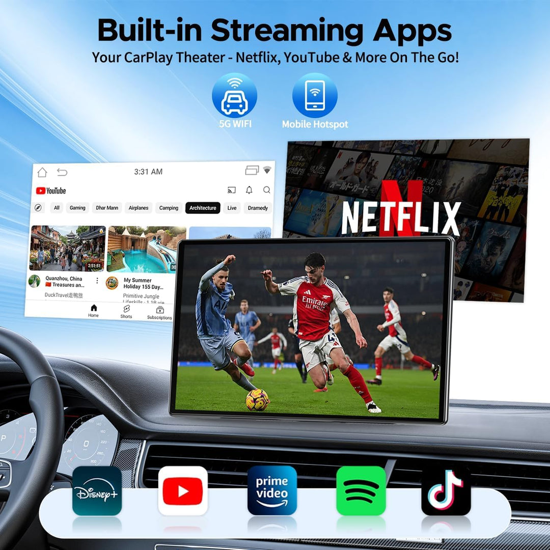 LAMTTO Wireless Carplay Display mit Net-Flix YouTube Tiktok 9 Zoll In-Cell Touchscreen CarPlay-Bilds