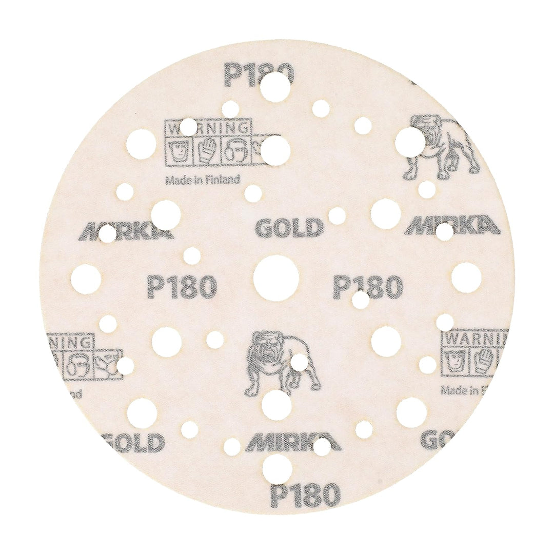 Mirka Gold Universal-Schleifpapier Ø 150mm Klett 37-Loch / Korn P180, 100 Stk / Zum Schleifen von Gi