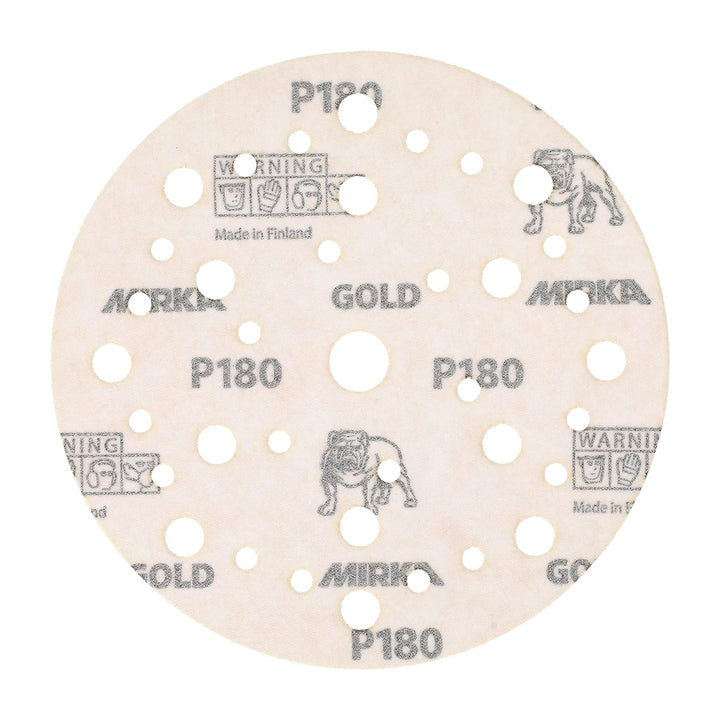 Mirka Gold Universal-Schleifpapier Ø 150mm Klett 37-Loch / Korn P180, 100 Stk / Zum Schleifen von Gi