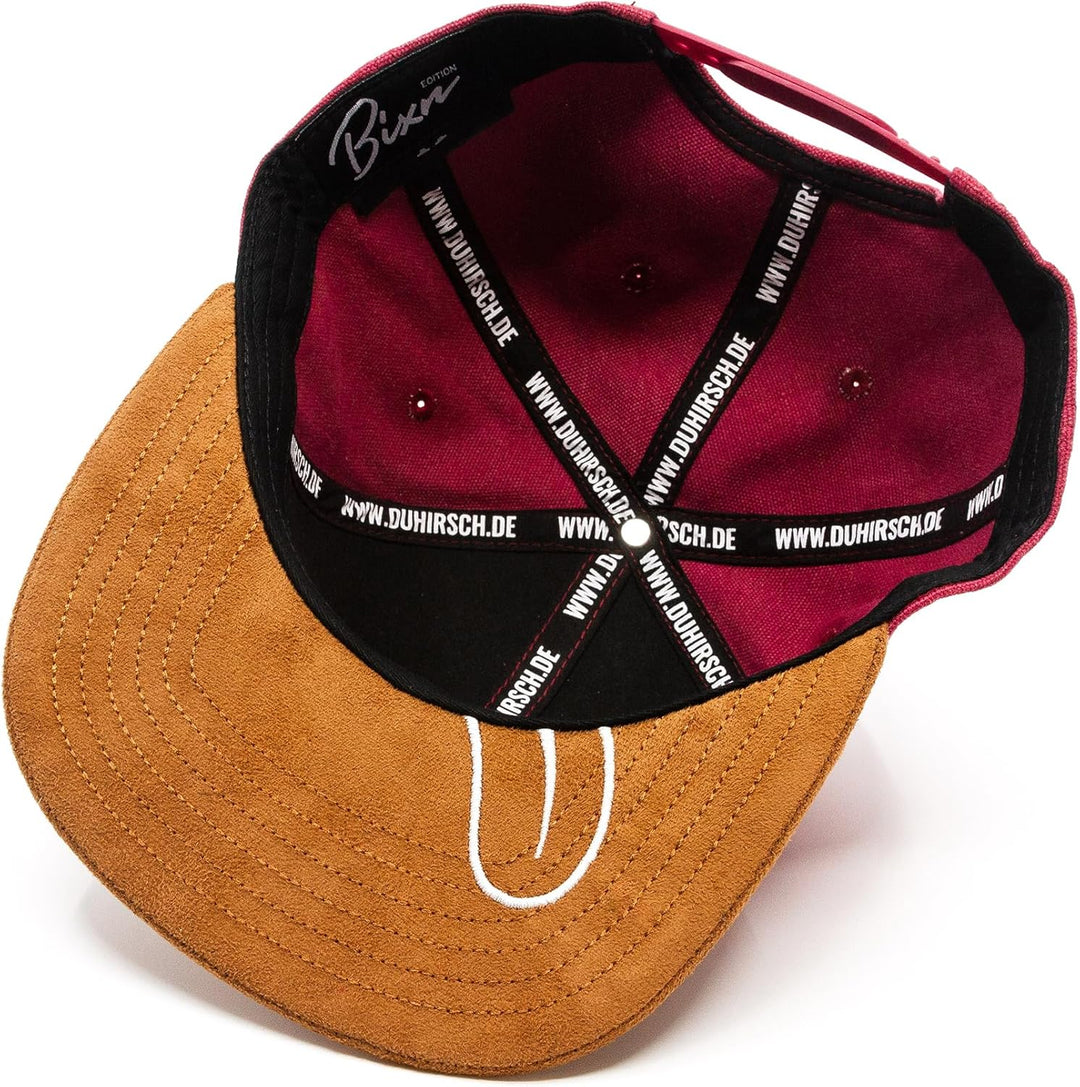Du Hirsch Bayerisches Snapback Cap Erwachsene Bixn Weinrot Canvas One Size