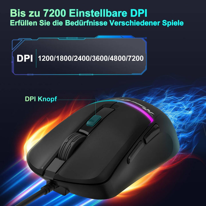 Maus und Tastatur Gaming Büro,RaceGT Tastatur Kabel RGB Beleuchtet LED Hintergrundbeleuchtung Wasser