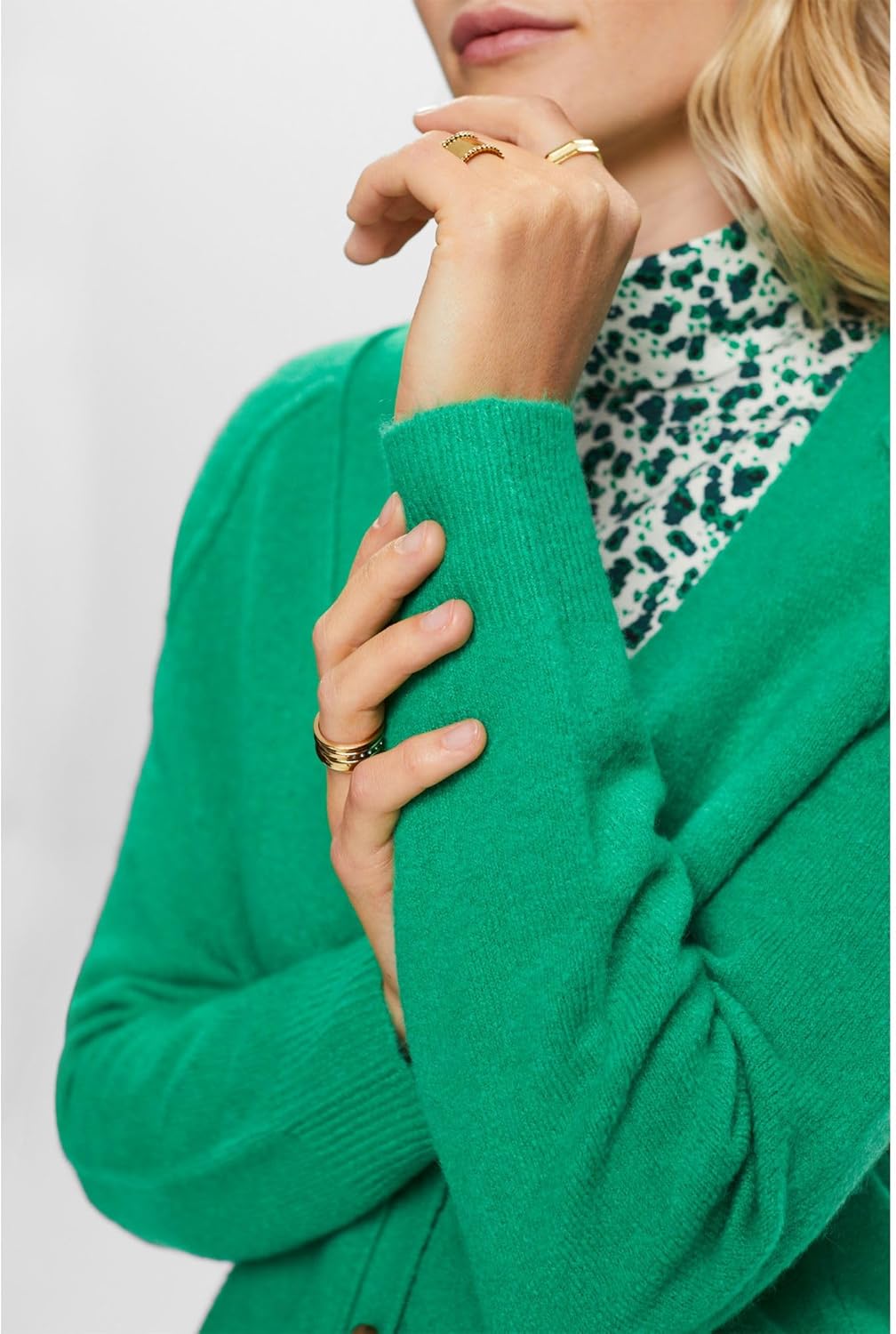 ESPRIT Damen Strickjacke, S 314/Green 5