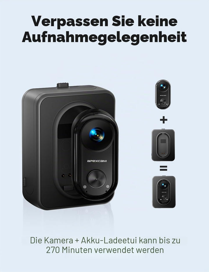 Apexcam K70 mit 64G Karte 4K mini Action cam POV Camera EIS Bildstabilisierung WLAN bodycam 30m wass