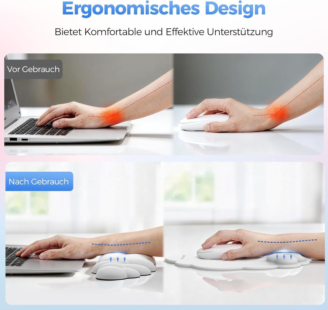 TECKNET Wolke Handballenauflage Tastatur, Mauspad mit Handauflage, Ergonomische Handauflage Tastatur