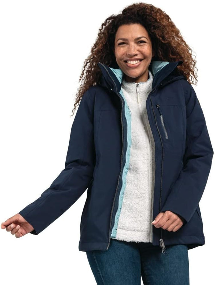 Schöffel Damen 3in1 Jacket Krakau L, wind- und wasserdichte Winterjacke aus 4-Wege Stretch mit abneh