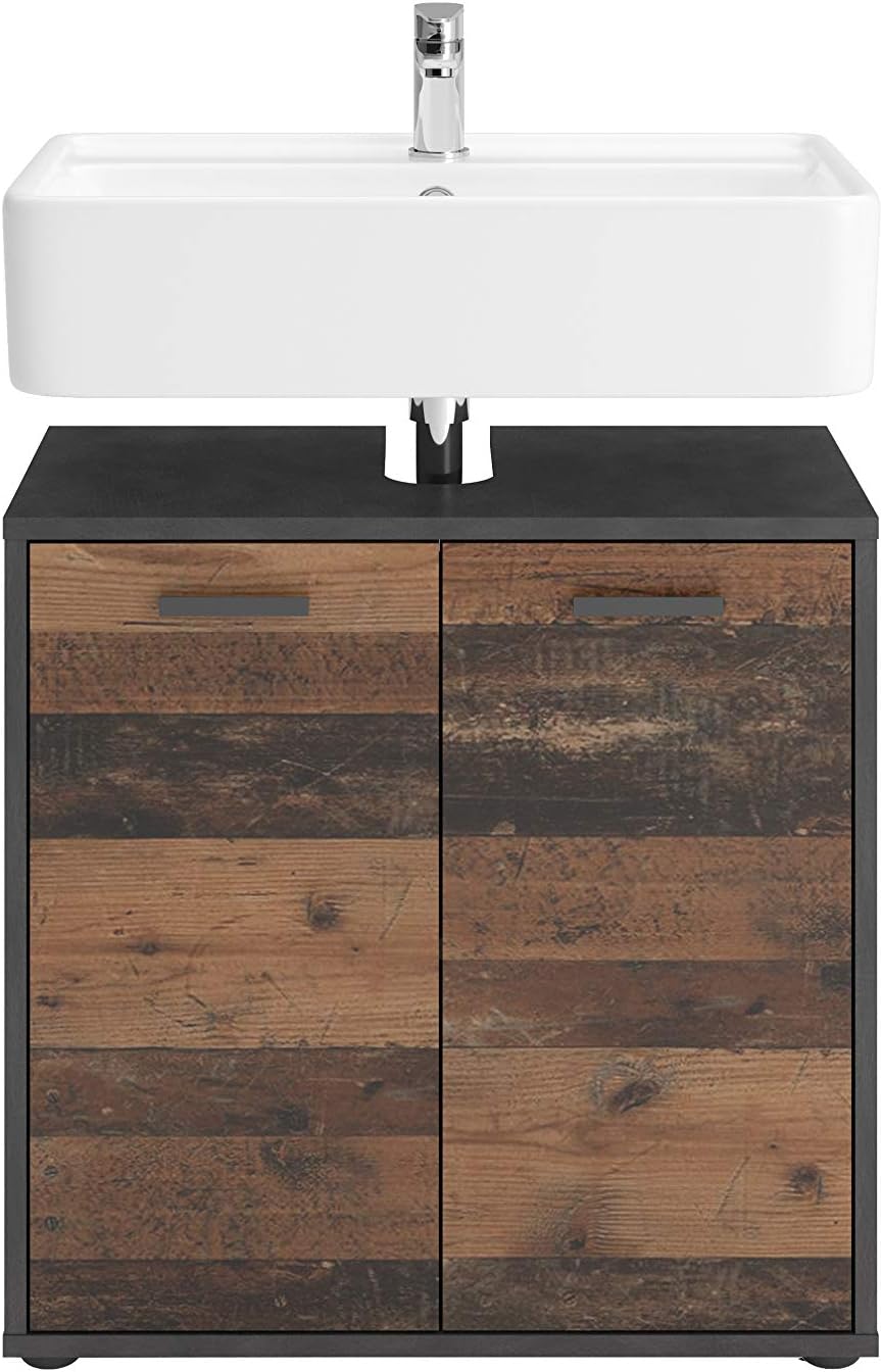 FMD Möbel, 952-001E Madoc 1 Waschbeckenunterschrank, spanplatte, matera/old style dunkel, masse 60.0