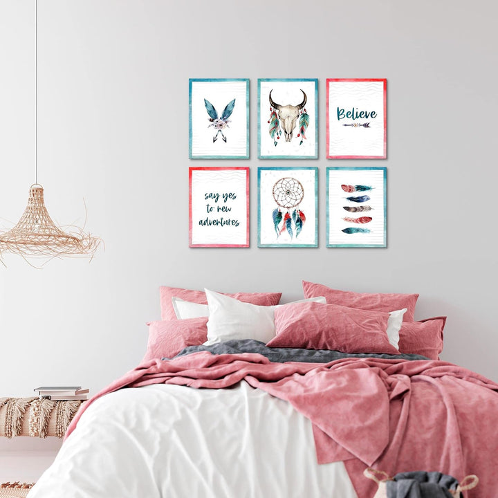 Novart Set Wandbilder - KEIN EXTRA RAMEN BENÖTIGT - Wohnzimmer Schlafzimmer - Bilder Modern Traumfän
