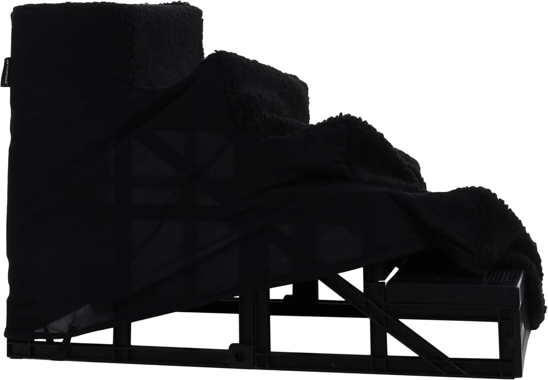 Flamingo Treppe für Hund Tampa schwarz - 60x35,5x40,5cm - Rutschfester Boden - Leichtgewicht und mon