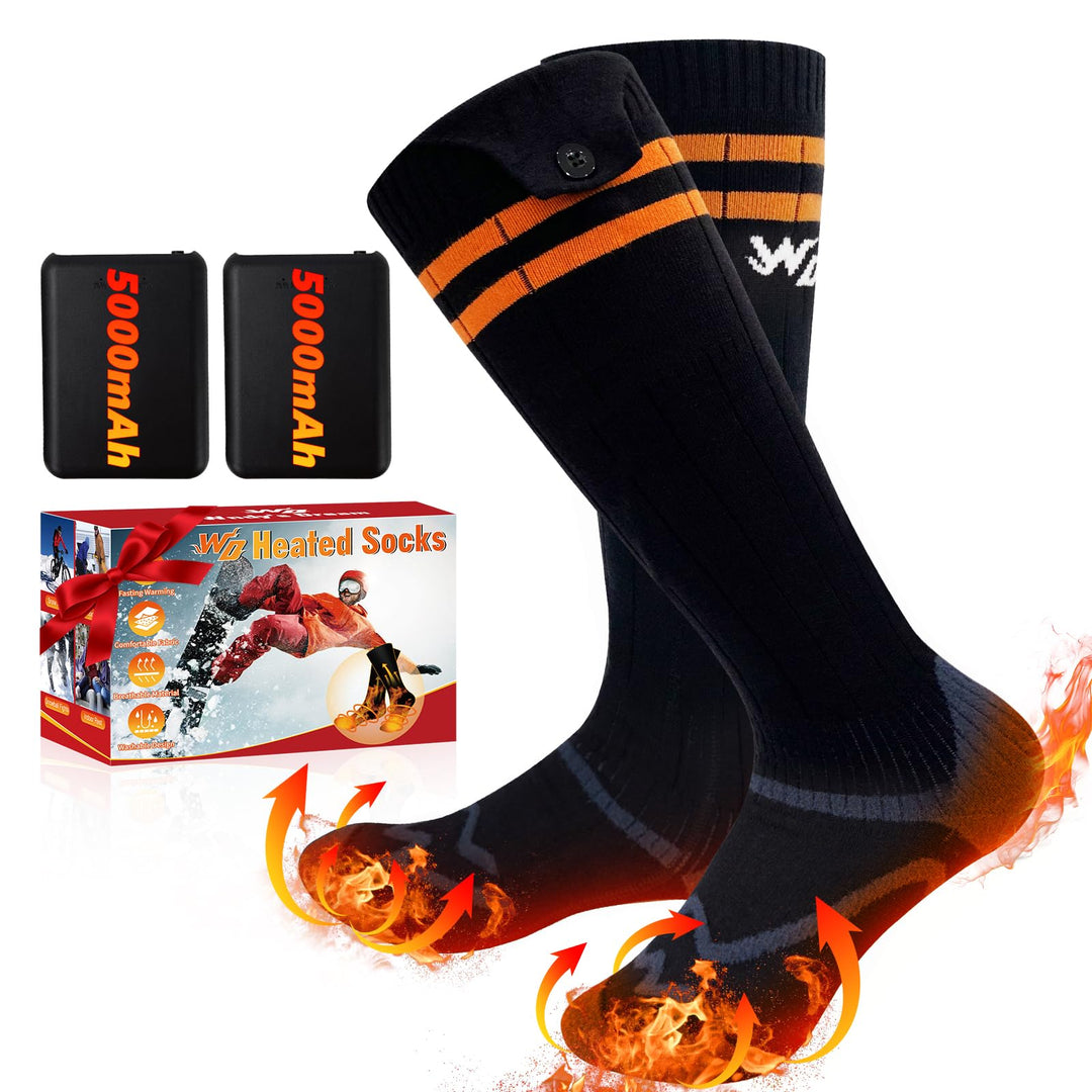 Beheizte Socken, 2022 neueste wiederaufladbare beheizte Socken, 5000mAh extra grosse Batterie Lange