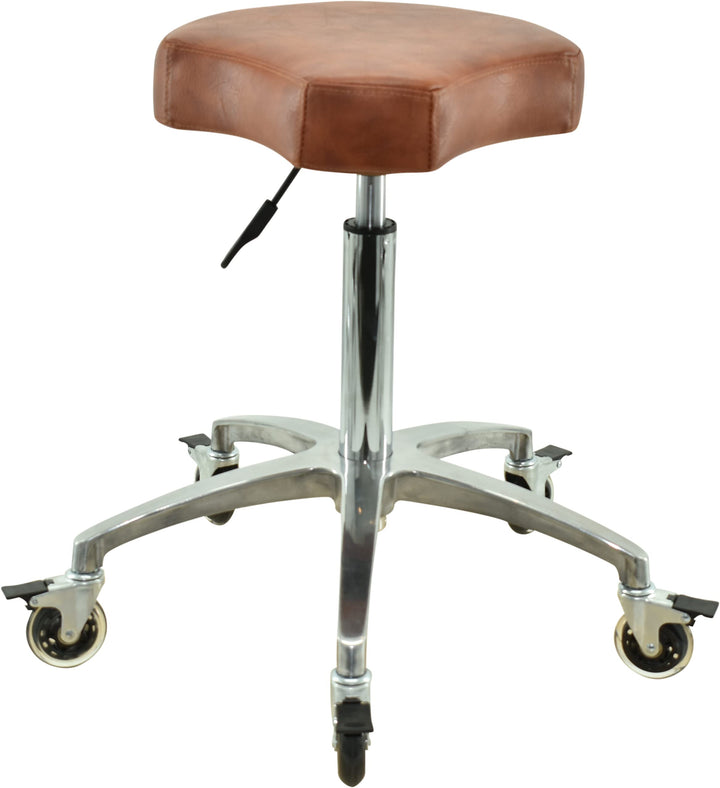 Ergonomischer Rollhocker in Hellbraun - Premium Rollen mit Bremse - Höhenverstellbarer von 55-75 cm