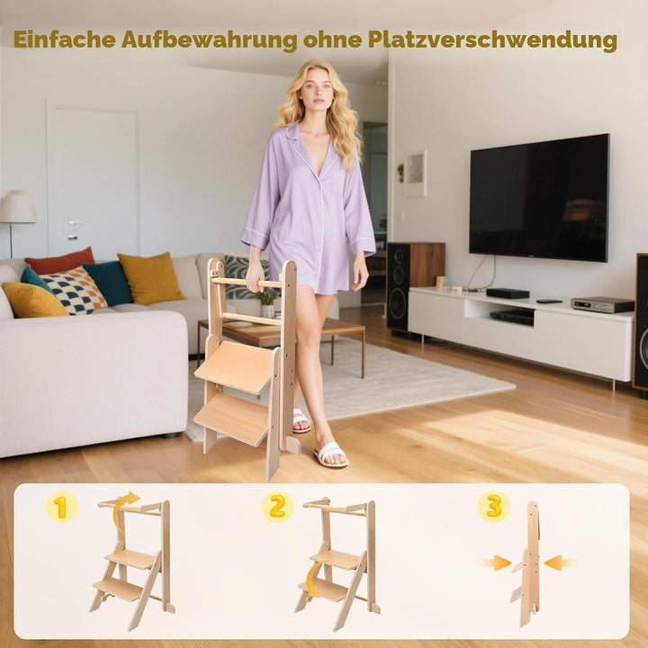 Helangel Lernturm ab 1 Jahr,Lernturm klappbar Montessori Learning Tower,Lernturm Für Kinder, für Küc