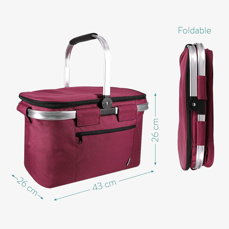 Navaris Thermo Einkaufskorb Kühltasche faltbar - 27L Kühlkorb Picknickkorb Isolier Korb - 43x26cm Ei