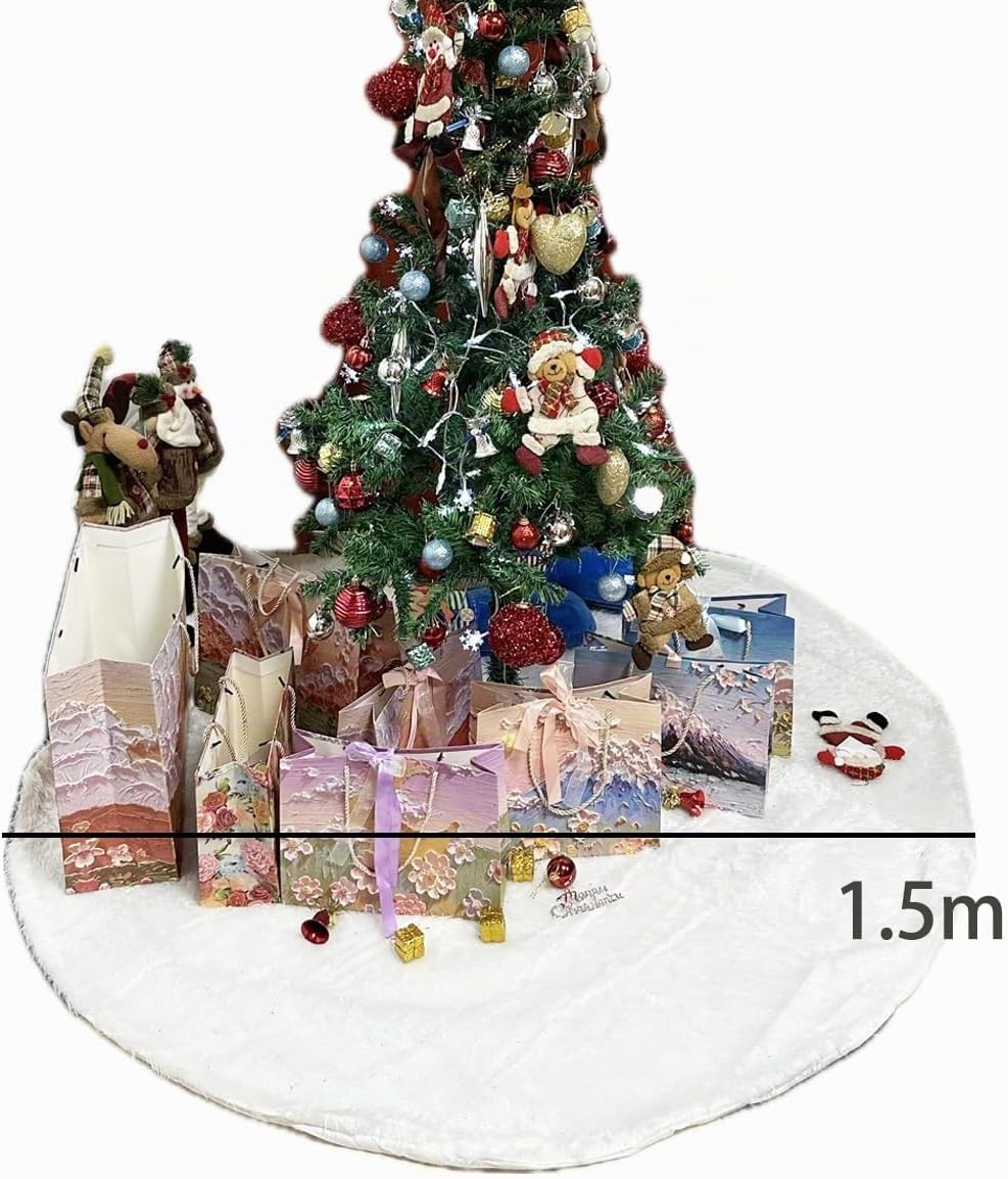 150CM Weihnachtsbaumdecke,Tannenbaum Decke Fell Rund Weihnachtsbaum Teppich,Weihnachtsbaum Plüsch Ro