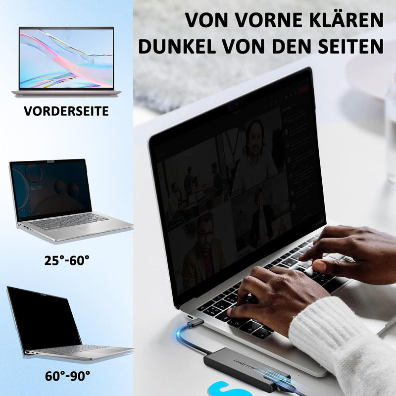 Upgrade Laptop Sichtschutz 13.3 Zoll,Vakuum-Adsorptions-Sichtschutzfilter Kompatibel mit Lenovo/HP/D
