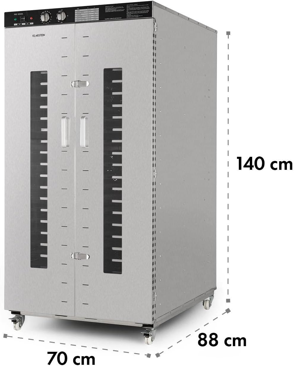 Klarstein Master Jerky - Dörrautomat, Dehydrator stufenlos regelbare Temperatur von 40-90 °C, 15h-Ti