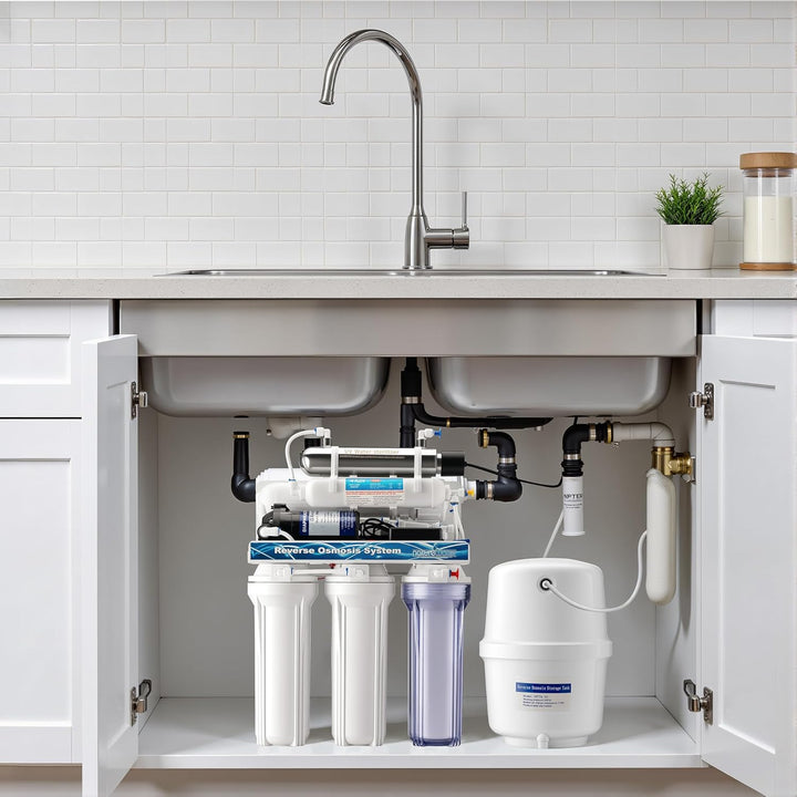 Naturewater 6 Stufen Umkehrosmose RO 180 L/Tag mit UV Klärer und Druckerhöhungspumpe