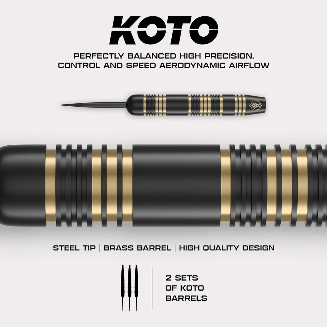 KOTO - King Pro Surround Dartset Schwarz, 3 Barrels, 2 Sets Flights, 2 Sets Shafts (short & medium),