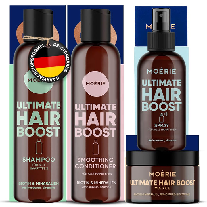 MOERIE Shampoo Set - gegen Haarausfall, Conditioner, Haarwachstum Serum & Haarmaske - natürlich Haar
