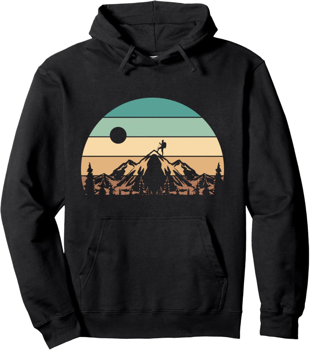 Outdoor Berg Wanderer Natur Sportler Geschenk Retro Wandern Pullover Hoodie