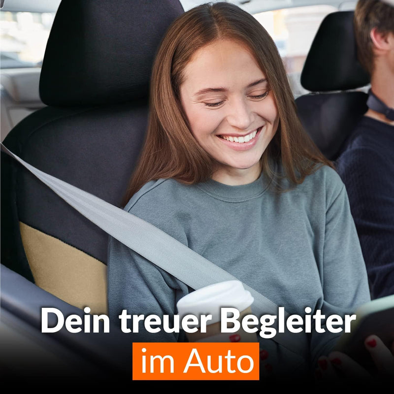 Upgrade4cars Auto-Sitzbezüge Vordersitze Beige Schwarz | Auto-Sitzschoner Set Universal für Fahrersi