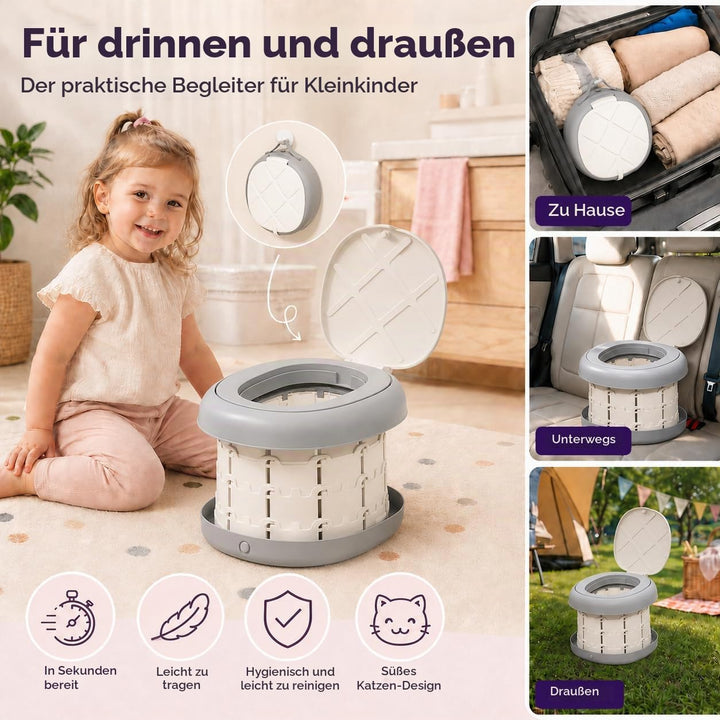 auvstar Töpfchen Falttoilette Kinder,Tragbare Baby Reise Töpfchen,Baby Kindertoilette,Tragbarer töpf