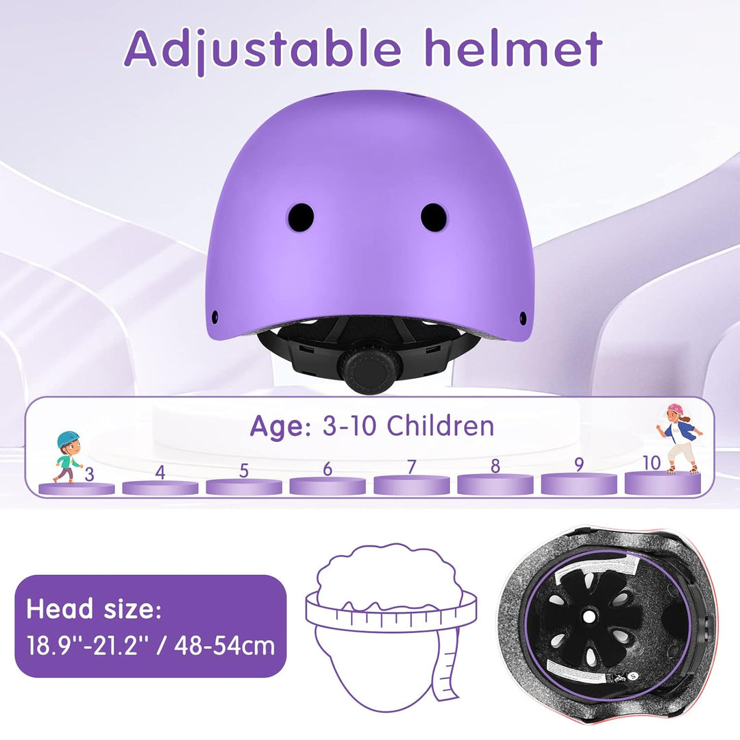 WayEee Knieschoner Kinder mit Helm, Schonerset Kinder 3-10 Jahre, Knieschützer Inliner Kinder Schutz