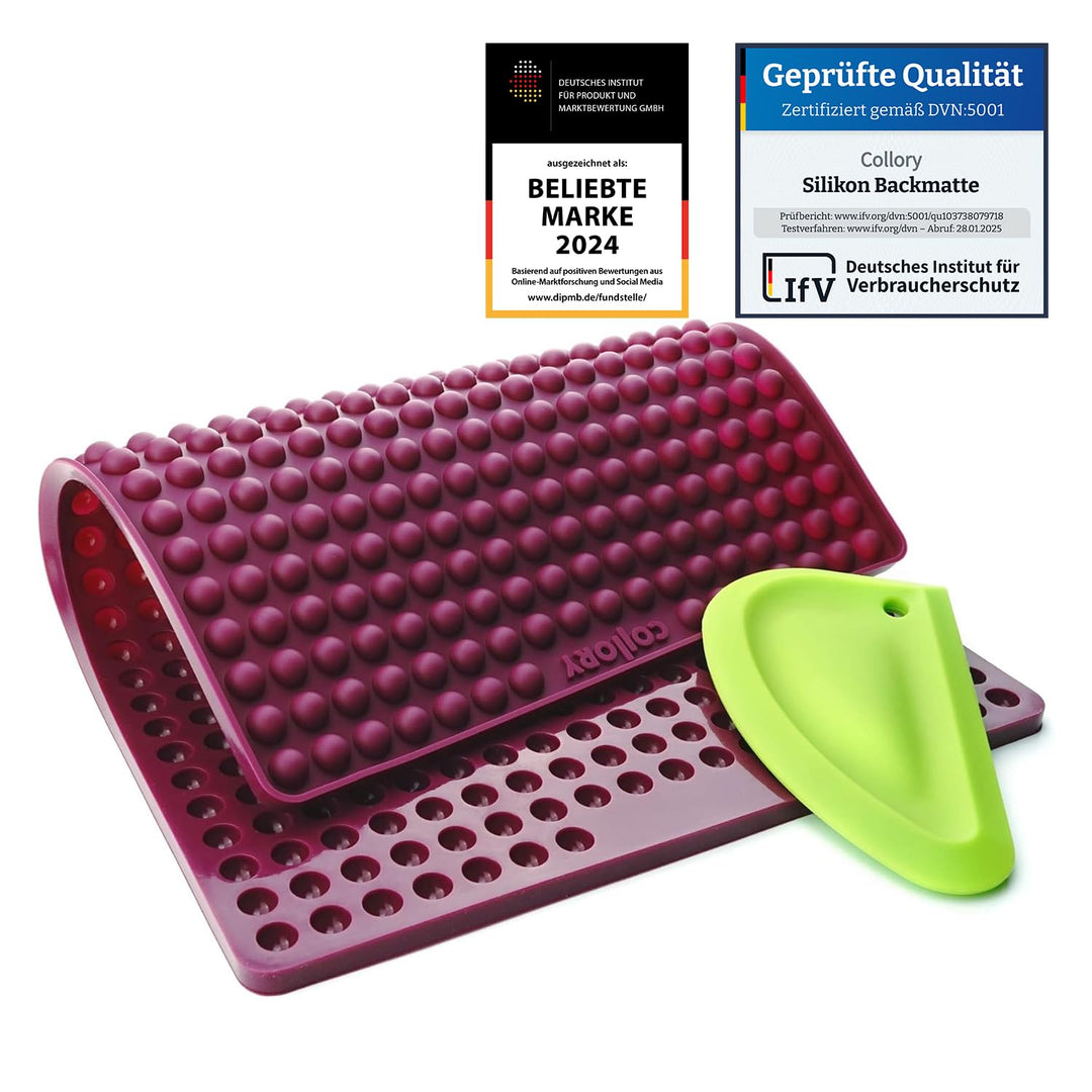 Collory mini Halbkugel (1cm) Silikon Backmatte und Teigschaber Set zur Herstellung von Hundekekse un