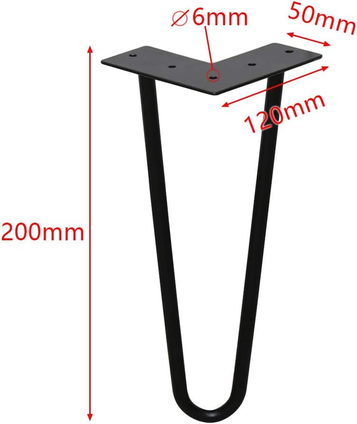 Ikodm 4er Set Tischbeine Hairpin Legs 20cm Möbelfüsse, Austauschbare Tisch &Schrank Beine Haarnadelb