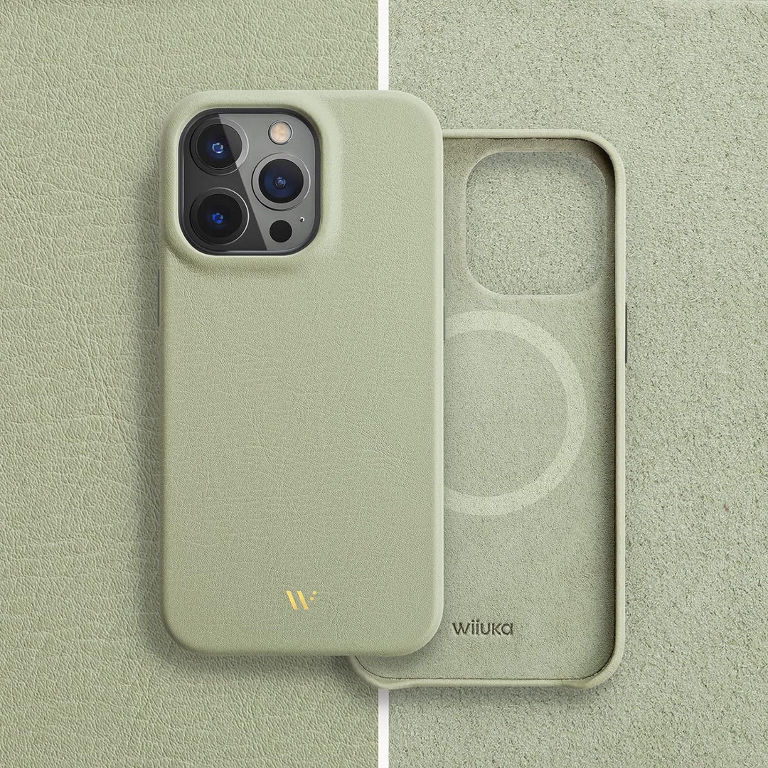 WIIUKA Hülle für iPhone 14 Pro Max, Leder aus Deutschland, Lederhülle extra Dünn, Premium Handyhülle