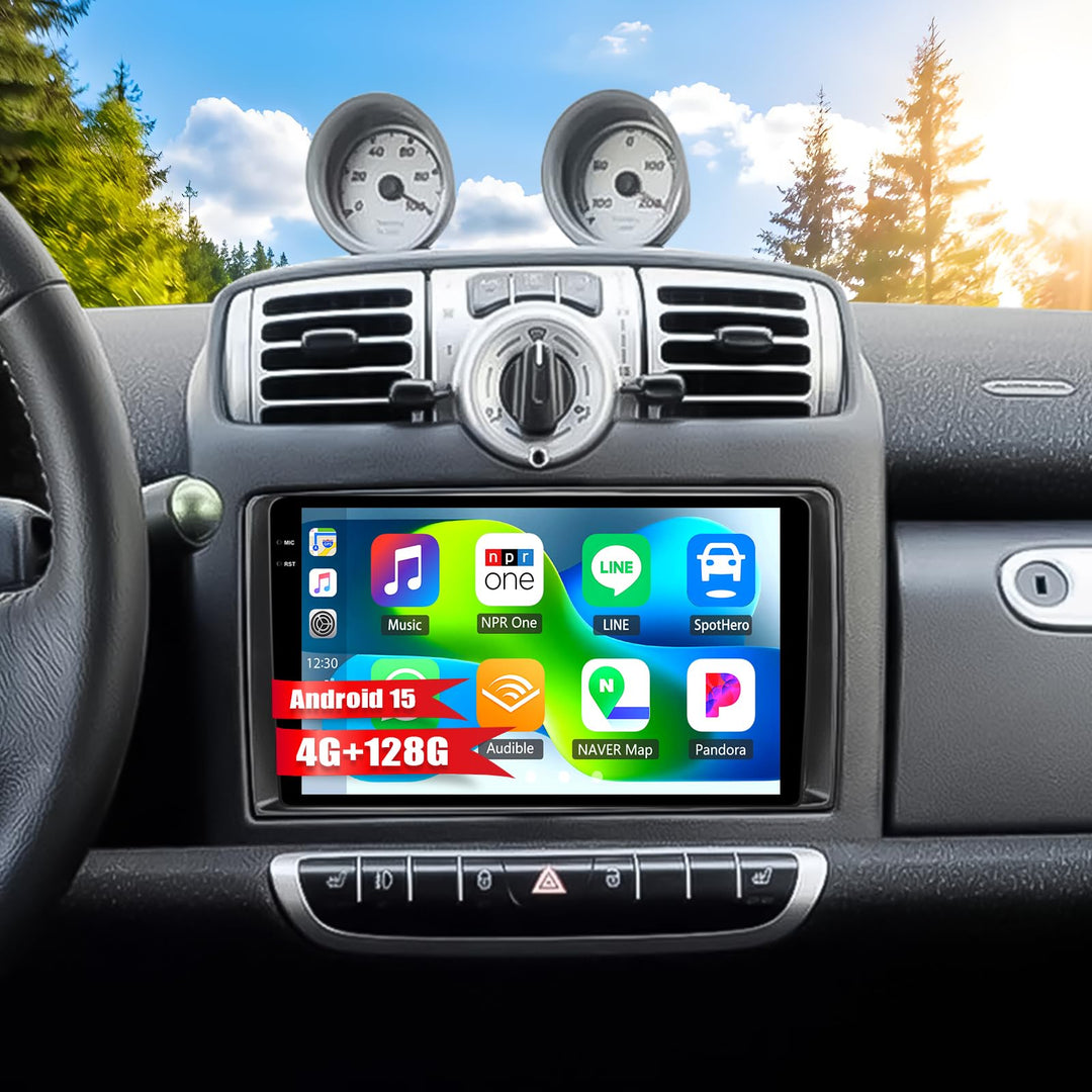 Android 15, 4G+128G CAMECHO Autoradio 2Din für Mercedes Benz Smart Fortwo 451 2005-2010 mit Wireless