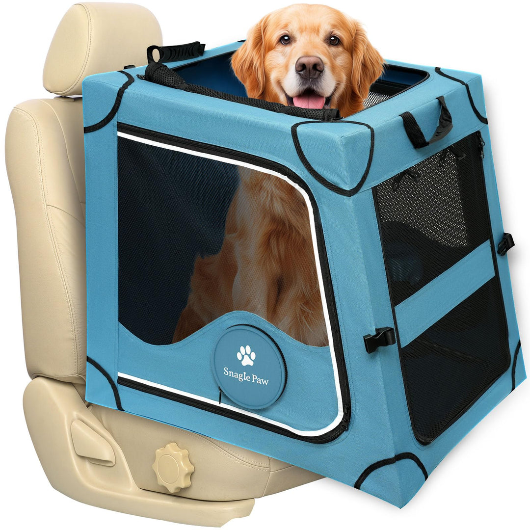 Snagle Paw Faltbare Transportbox,Stabiler Transportbox Hund Rückbank mit Kopfstützen-Gurt, Metallrah