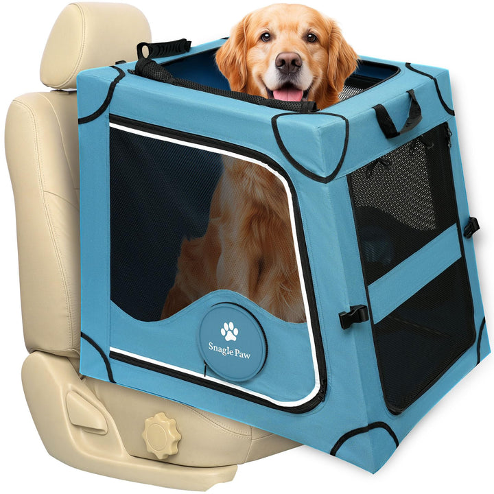 Snagle Paw Faltbare Transportbox,Stabiler Transportbox Hund Rückbank mit Kopfstützen-Gurt, Metallrah