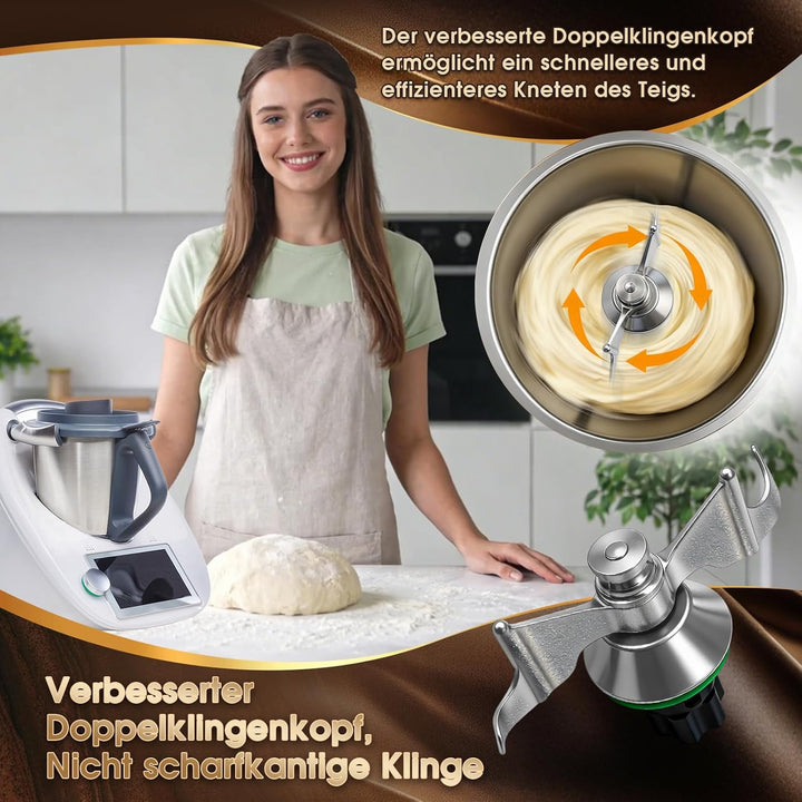 Teigmesser für Thermomix TM7 TM6 TM5,Edelstahl Teigmischmesser,Kompatibel mit Vorwerk Thermomix Küch