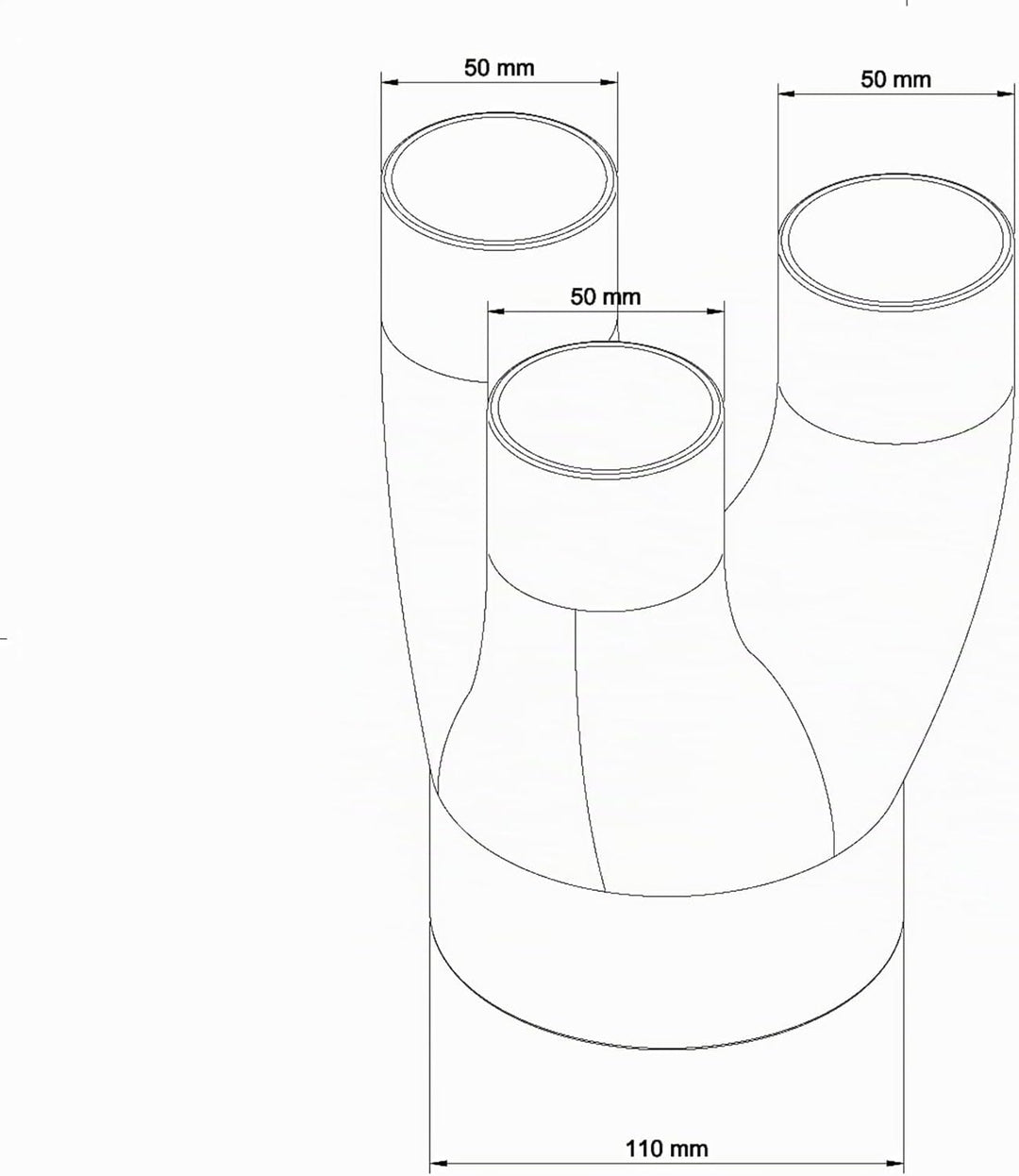 DRUCKKRAFT 3-Wege Abzweig Rohr DN110 - DN50 | Abzweigstück | Y-Verteiler | Absauganlage | Rohrverbin
