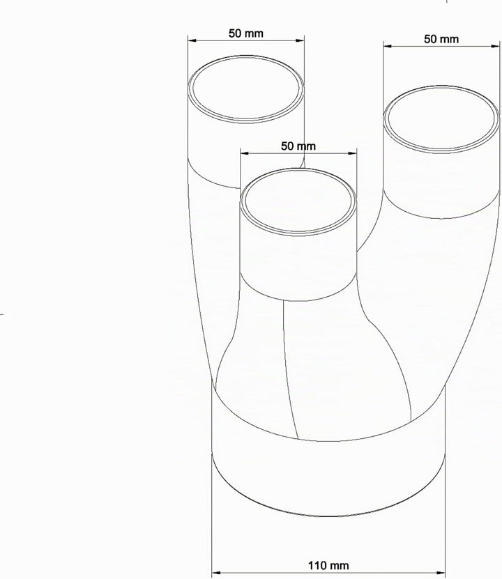 DRUCKKRAFT 3-Wege Abzweig Rohr DN110 - DN50 | Abzweigstück | Y-Verteiler | Absauganlage | Rohrverbin