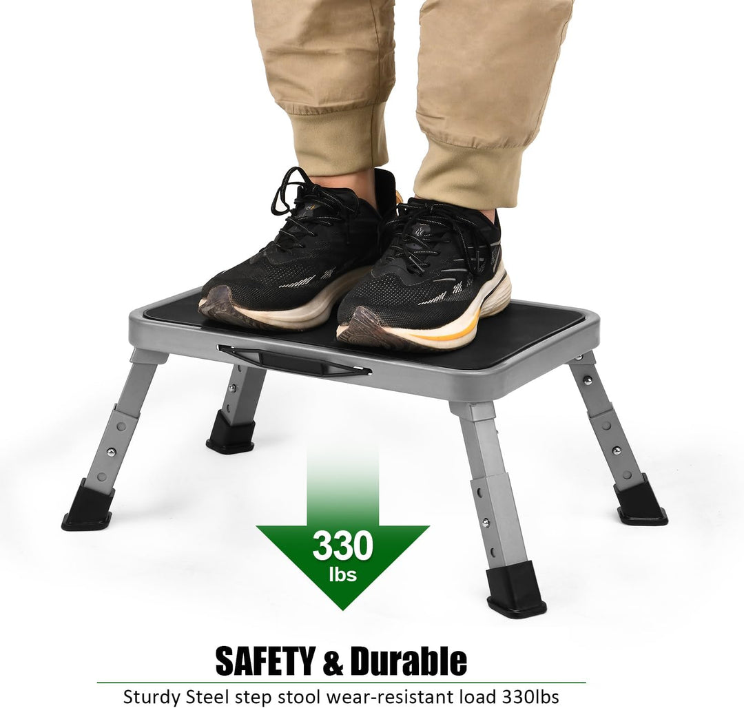 HBTower Tritthocker Klappbar, Verstellbarer Tritthocker mit Rutschfester Plattform, Trittleiter für