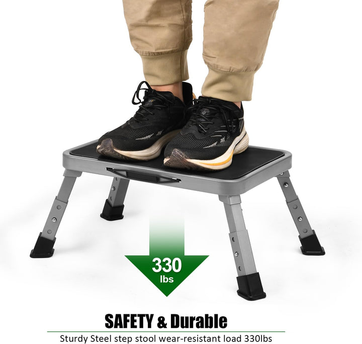 HBTower Tritthocker Klappbar, Verstellbarer Tritthocker mit Rutschfester Plattform, Trittleiter für