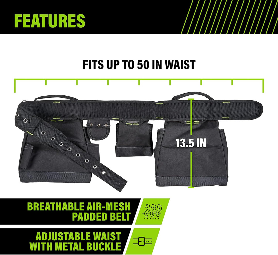 AWP Zimmermanns-Werkzeug-Rig mit Tragegriffen, Premium-Werkzeuggürtel, Air-Mesh-Gepolsterter Gürtel