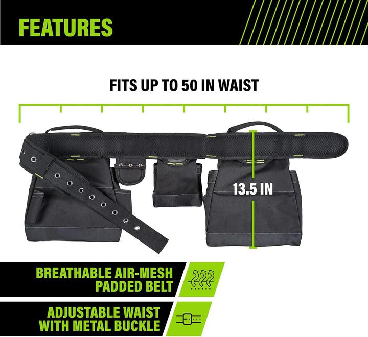 AWP Zimmermanns-Werkzeug-Rig mit Tragegriffen, Premium-Werkzeuggürtel, Air-Mesh-Gepolsterter Gürtel